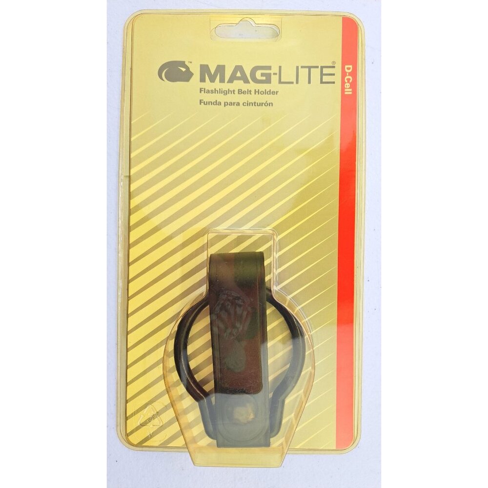 Mag Lite Vintage D-Cell Flashlight Belt Holder Leather Cradle Oxidized Brass New